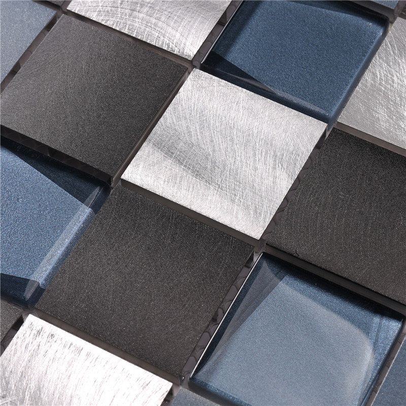 48 * 48 Square Blue Aluminium Mix Glass Gạch ốp lát giá rẻ