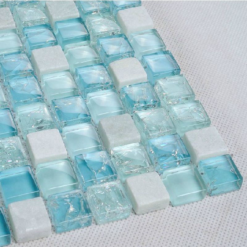 Pure Blue Ice Crackle Sea Glass Unique Broken khảm Sauna Spa Phòng tắm lát gạch để bán