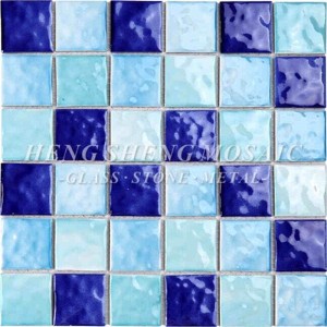 Màu xanh gợn sóng 3D không trơn trượt Màu xanh và trắng Gạch Swmming Pool Gạch ốp kính phòng tắm Spa Sứ khảm Tường trang trí