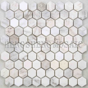 Thiết kế mới nhất Đánh bóng gạch đá cẩm thạch trắng Carrara trắng hình lục giác cho nhà bếp trở lại tường Splash