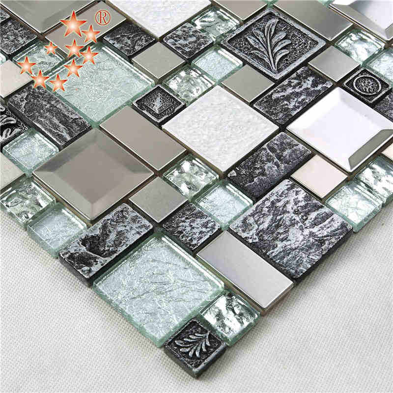Đồng vuông độc đáo bằng bạc lá thủy tinh hỗn hợp Carve nhựa khảm cho trang trí tường nghệ thuật