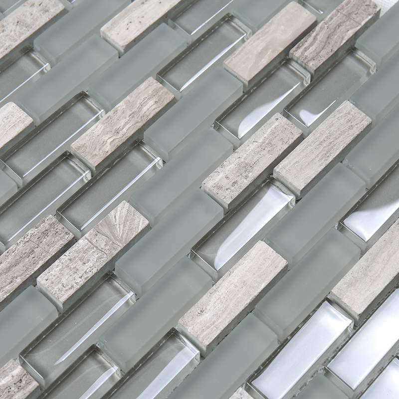 Giá nhà máy Bắc Mỹ Xám Glass Mix Đá khảm Trang trí Tường cho Nhà bếp Splash lại
