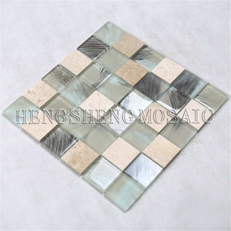 YMS23 Antique Salon Trang trí Tường Khảm Kính pha trộn Gạch Hoa văn Gạch