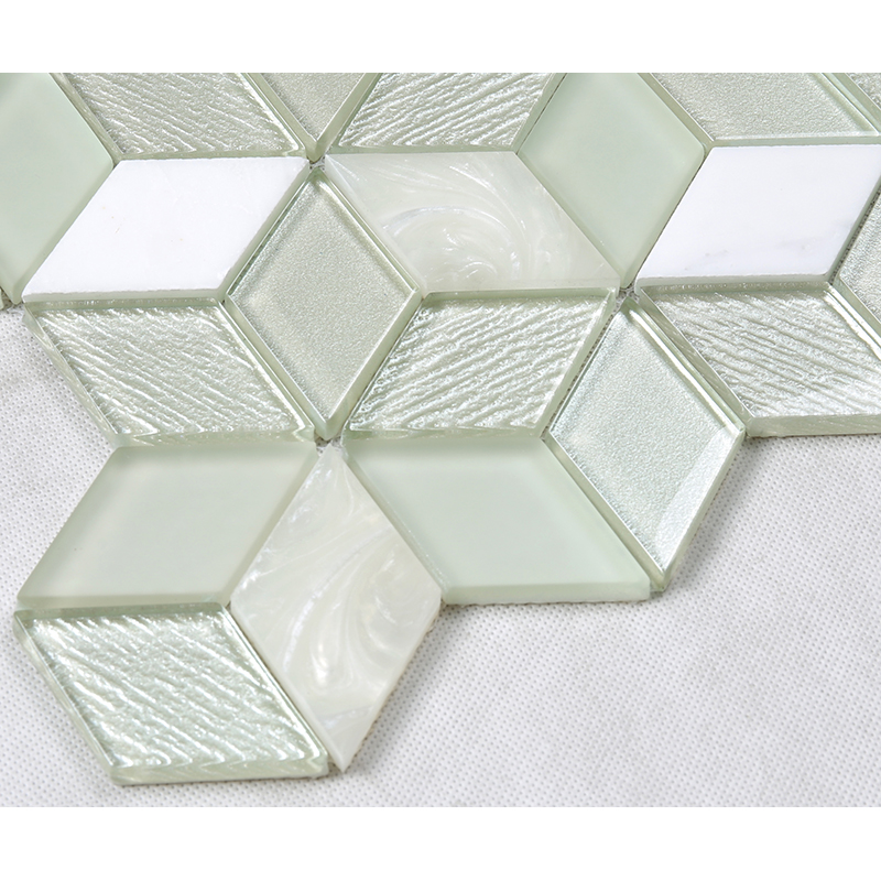 Hiệu ứng 3D Hình lục giác pha lê Kính khảm Nhà bếp Trắng Gạch ốp tường Trang trí Tường