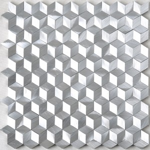 Hiệu ứng 3D Hình dạng kim cương Bạc trắng nhôm hình lục giác khảm cho tường trang trí