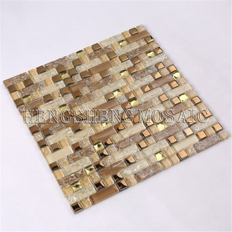 HY06 Bán buôn dán tường pha trộn màu thủy tinh gạch morror khảm hình ảnh