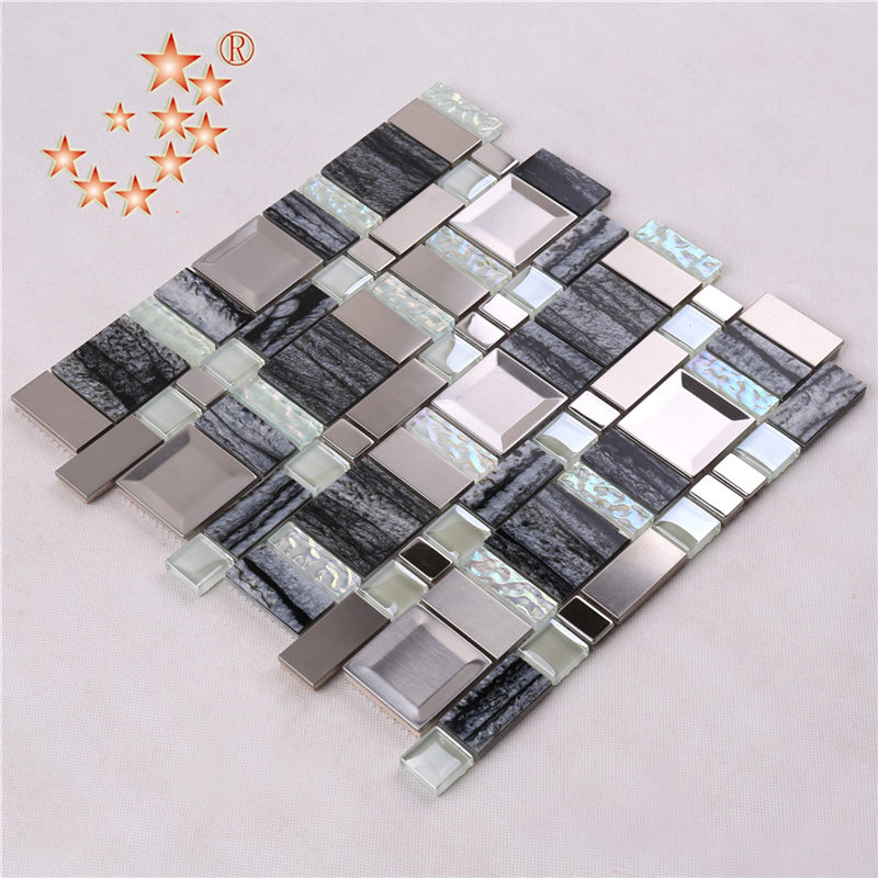 Vật liệu xây dựng AE48 Thép không gỉ Mix nhựa pha lê thủy tinh khảm Tường trang trí nội thất